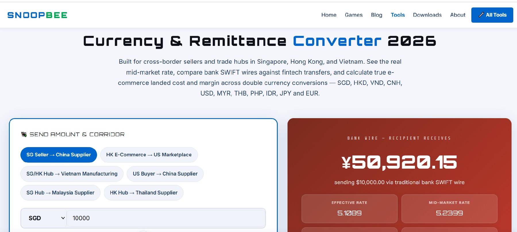 Currency & Remittance Converter — mid-market rate, SWIFT fees, and cross-border FX guide for Singapore, Hong Kong, and Vietnam