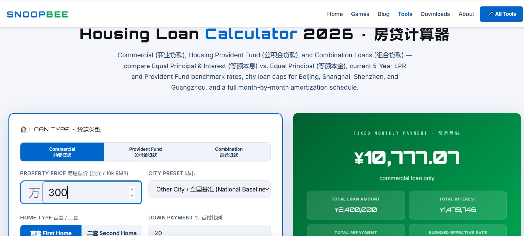 China Housing Loan Calculator guide — Commercial, Provident Fund, and Combination Loan concepts explained