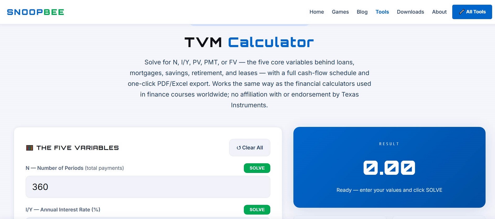 Time Value of Money guide 2026 on snoopbee.com — TVM calculator PV FV compounding annuities