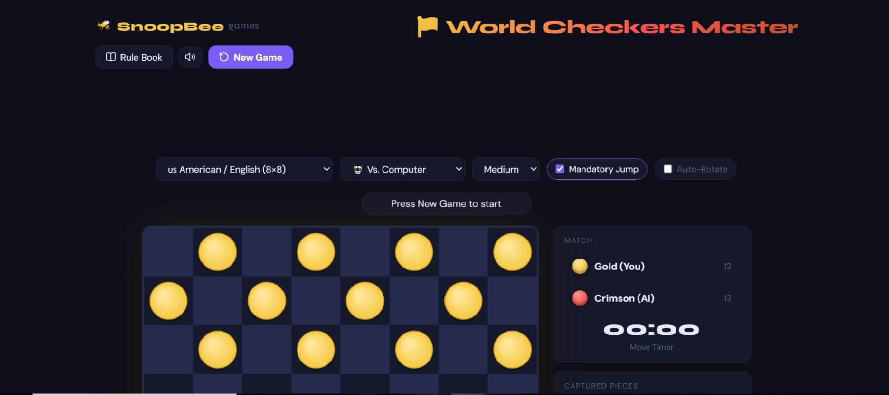 World Checkers Master complete beginner's guide 2026 on snoopbee.com — American, International and Brazilian rules, flying kings and online multiplayer