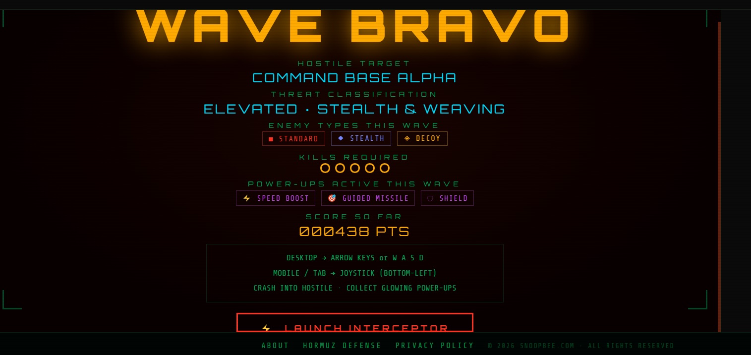 Drone Strike v3 Wave Bravo high-intensity gameplay — multiple hostile drones closing in with power-ups visible on screen