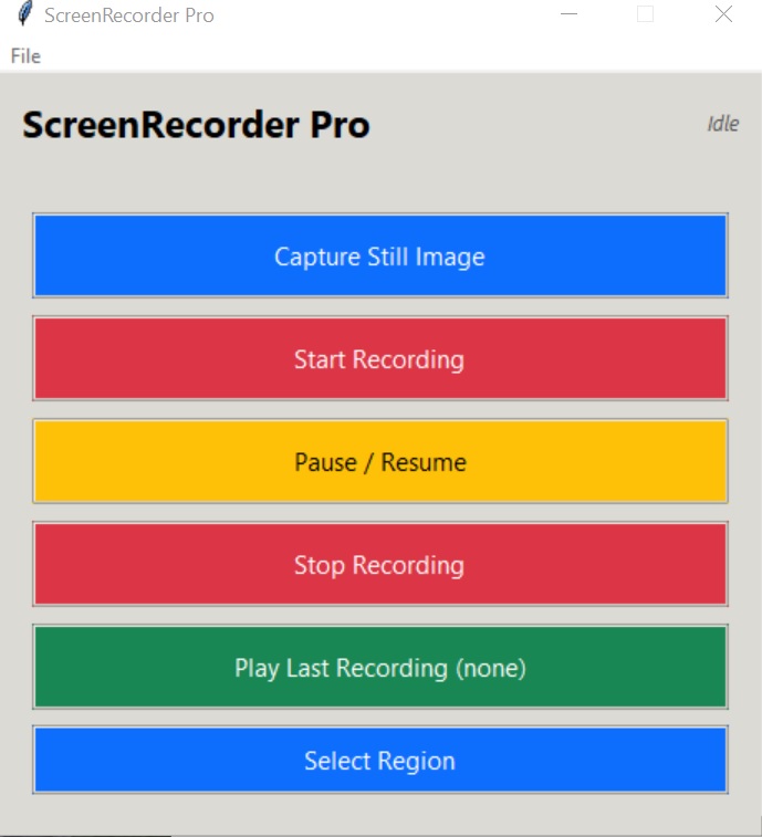 ScreenRecorder Pro main interface — free screen recording software from snoopbee.com