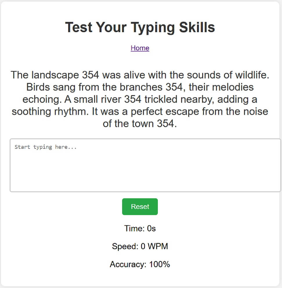 snoopbee.com free online typing test interface showing WPM speed, accuracy and timer — free browser typing speed test 2026